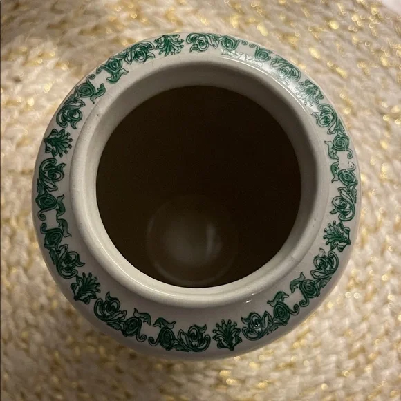 Vintage-Inspired rooster and toile country design Cream and Green Vase - Picture 2 of 5